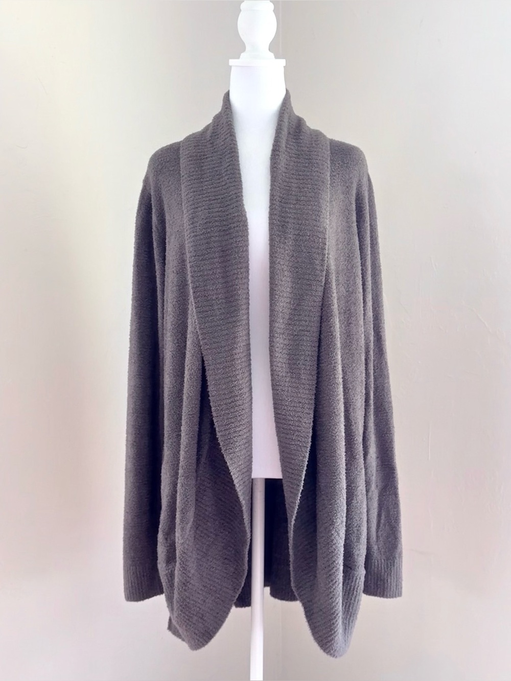 Barefoot Dreams CozyChic Lite Circle Cardigan in Mineral Gray Taupe Size L/XL